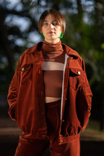Load image into Gallery viewer, 90s Denim cut velvet Jacket
