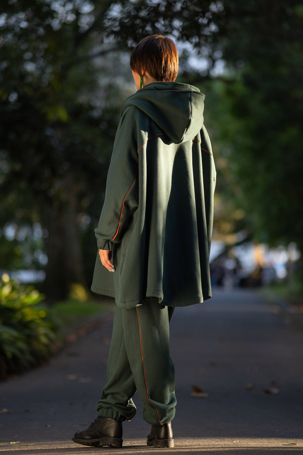 Jersey green flowy coat