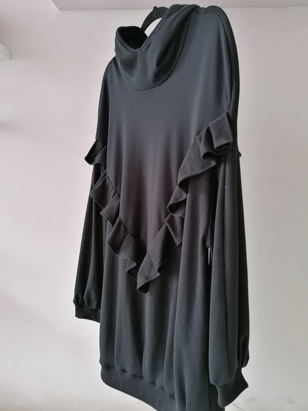 Ruffled hoodie dress
