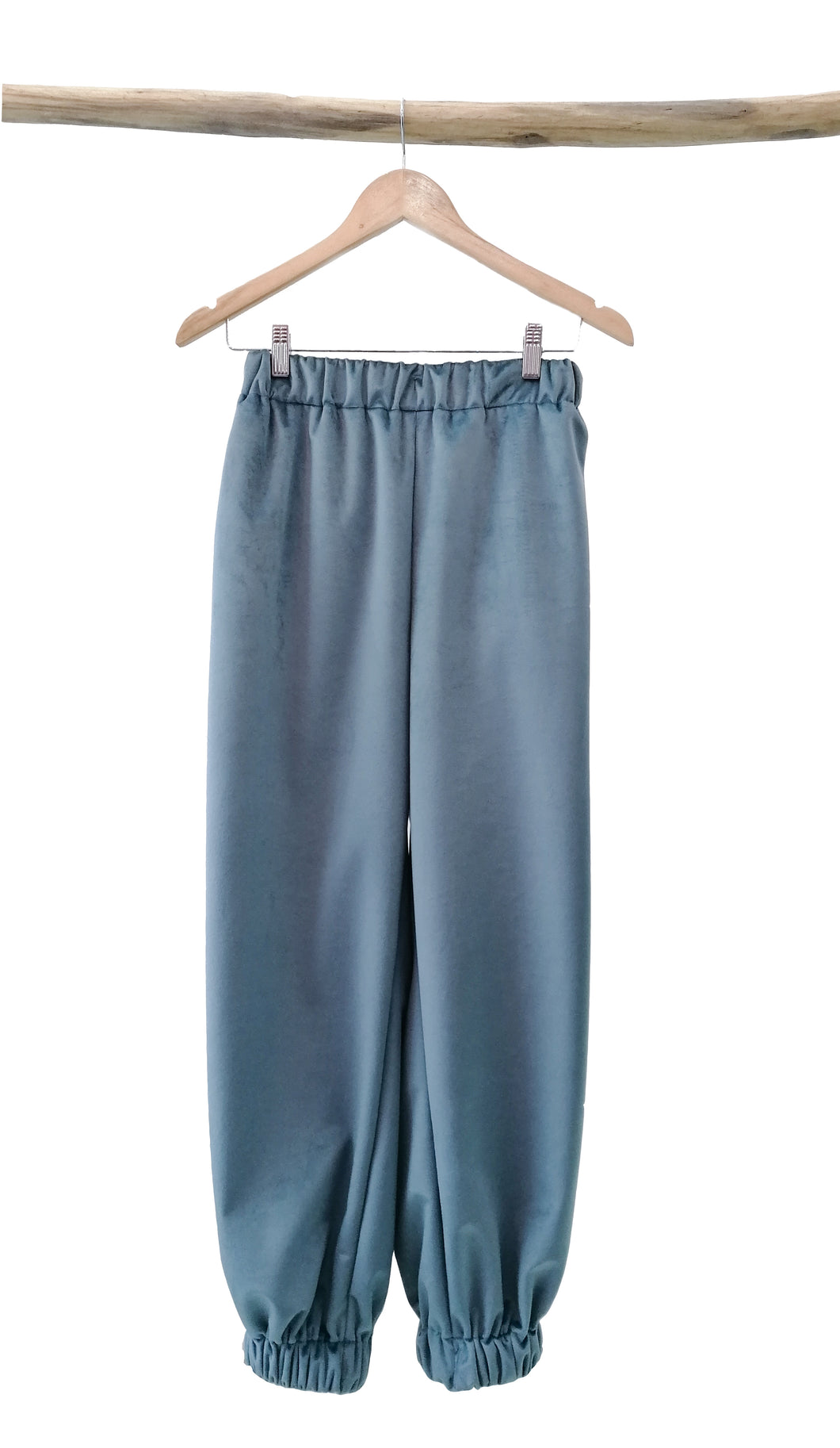 Grey/ Blue velvet elastic pants