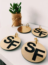 Load image into Gallery viewer, SF acrylic golden earrings
