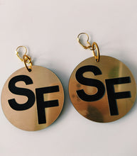 Load image into Gallery viewer, SF acrylic golden earrings
