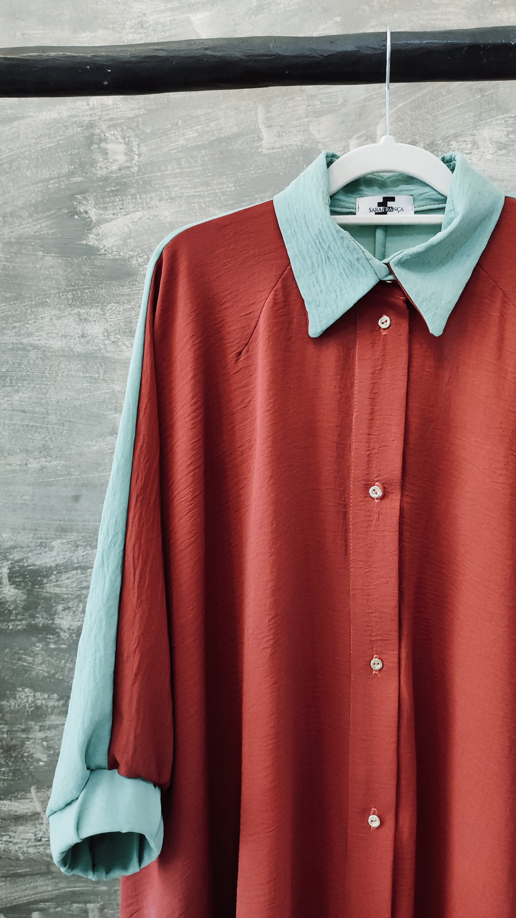 Oversized shirt dress in terracotta