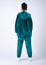Load image into Gallery viewer, Petrol blue velvet big bomber jacket
