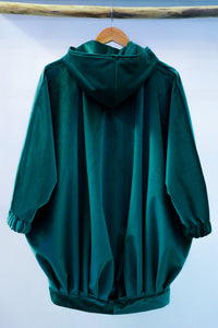 Petrol blue velvet big bomber jacket